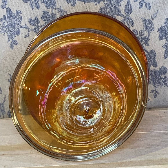 Vintage Carnival Glass Pear Covered Candy Dish Marigold - Picture 6 of 11